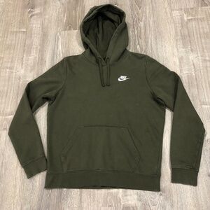 Nike Olive Green Swoosh Fleece Hoodie- Small